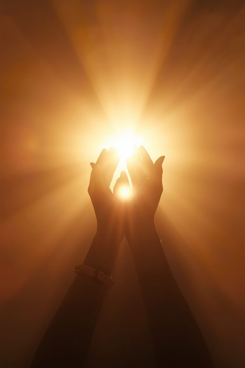 Hands holding light