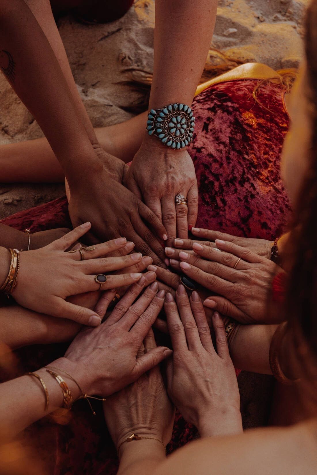 Community hands gathered together